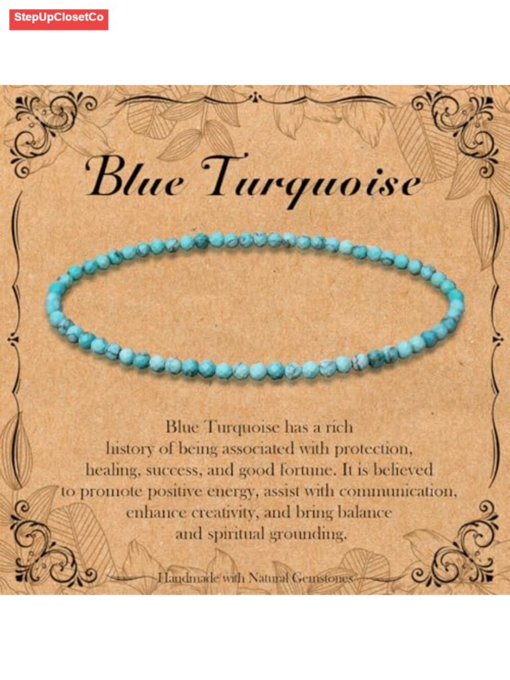 Natural Turquoise Faceted Round Bead Stretch Bracelet 3mm Healing Crystal Reiki